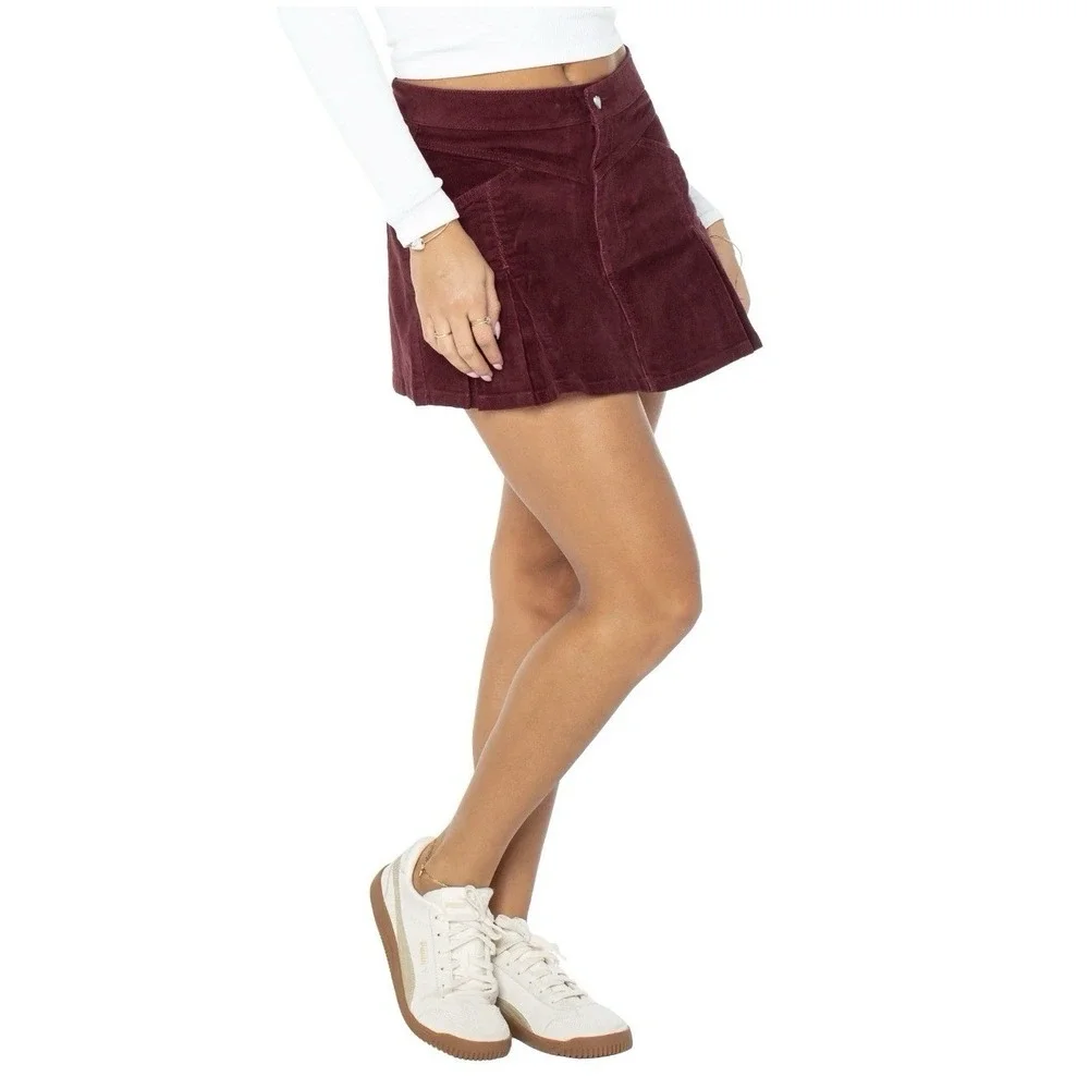 Celebrity Pink‎ Womens 2XL Western Pleated Corduroy Mini Skirt Burgundy Burgundy